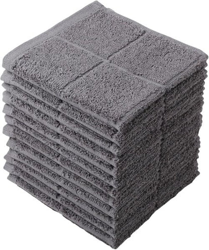 Glynniss Dishcloths | Highly Absorbent 100% Cotton Kitchen Dish Rags - 12 Pack in Gray