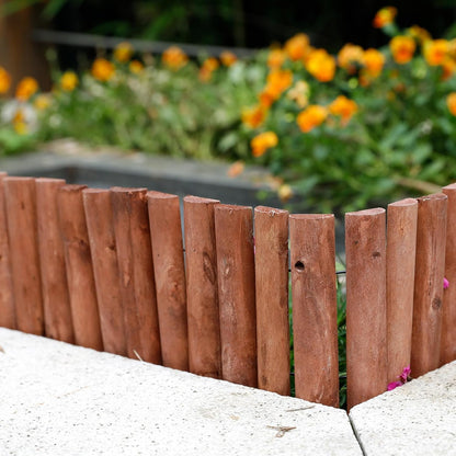 Worth Garden 3.5 Ft Wooden Short Fence, Outdoor Landscape Edging Decorative Border, Brown (H:7.9'', 42'' L)