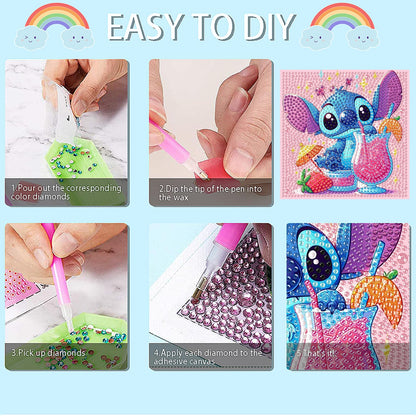 nekpiahu 6 Pack 5D Diamond Art Painting Kits for Kids Beginners, Full Drill Cute Cartoon Diamond Art Kits, DIY Big Gem Art for Children Ages 6-7-8-9-12, Home Wall Decor 6x6 Inch