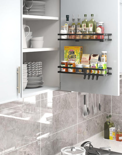 15.7in 2Pack 4 Spice Rack Organizer Wall Mount - [Upgraded Version] Hanging Seasoning Organizer Shelf with Paper Towel