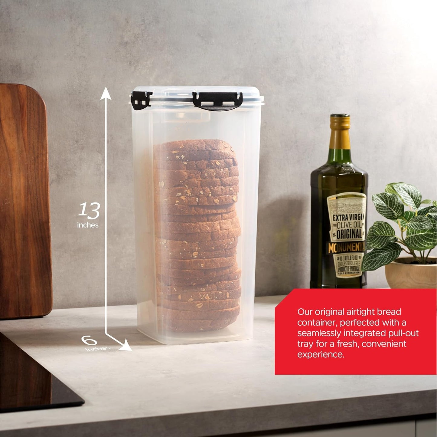 Tafura Bread Storage Container (2 Pack) with Tray, Plastic Bread Box with Airtight Lid for Homemade Bread, BPA Free
