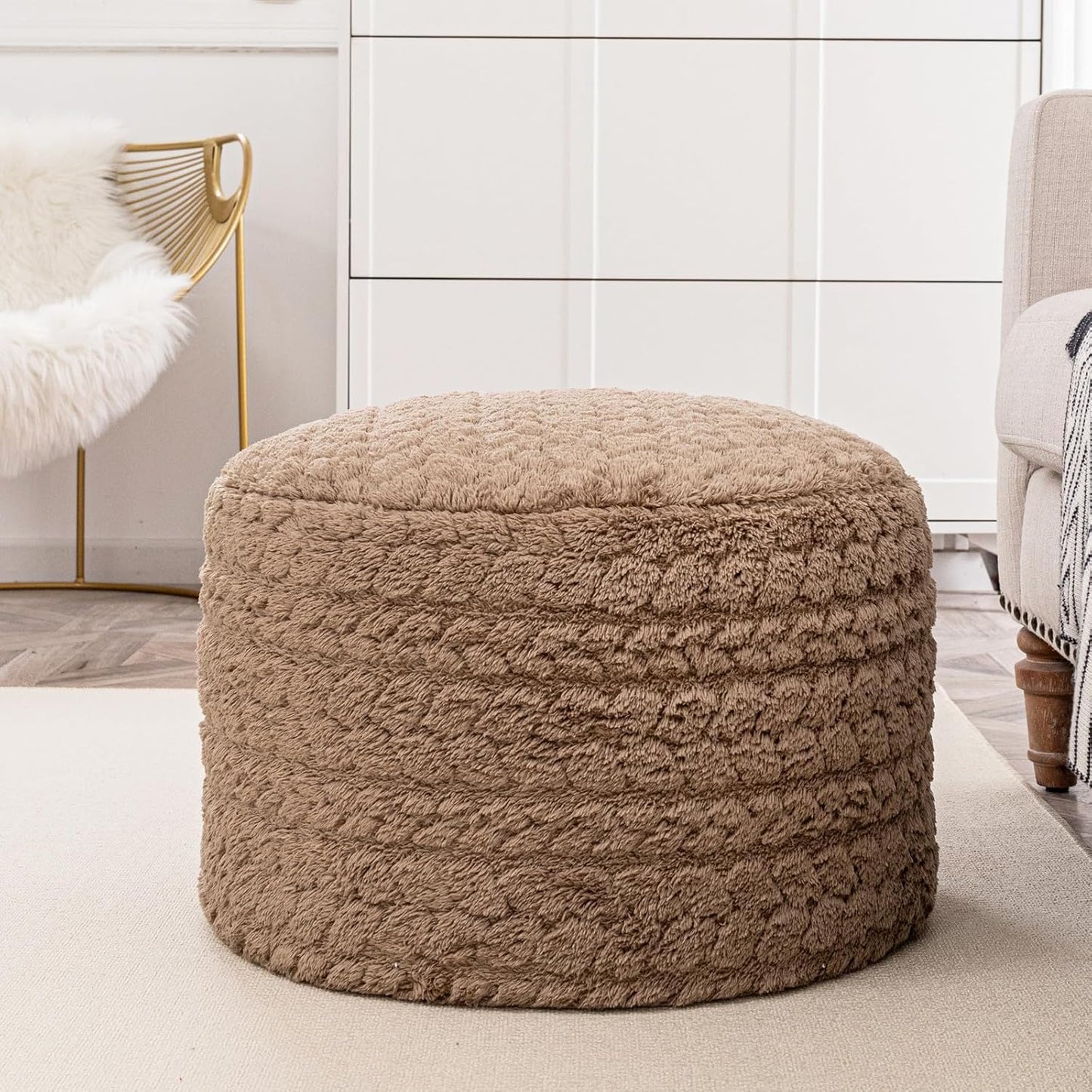 20x14 Inch Asuprui Unstuffed Ottoman Pouf Cover Lightweight Foot Rest, Floor Bean Bag Chair, Storage Pouf for Living