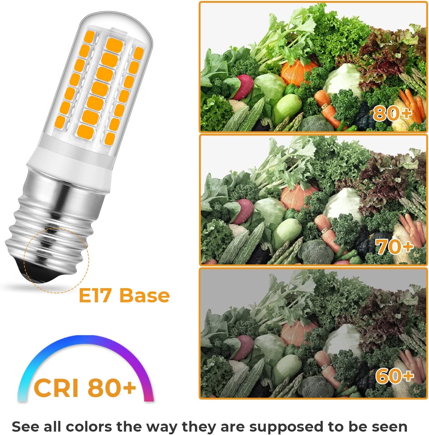 E17 LED Microwave Bulb - Warm White 3000K, 20W 30W 35W Halogen Equivalent Replacement Refrigerator Bulbs, 6 Pack