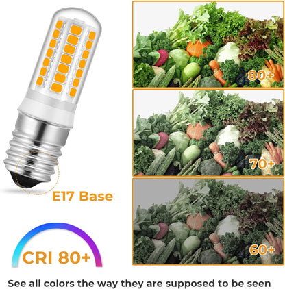 E17 LED Microwave Bulb - Warm White 3000K, 20W 30W 35W Halogen Equivalent Replacement Refrigerator Bulbs, 6 Pack