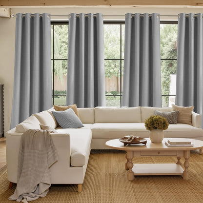 NICETOWN Light Grey Blackout Curtains - 63-Inch Faux Linen Privacy Panels for Living Room & Bedroom | 2 Panels, Grommet Top