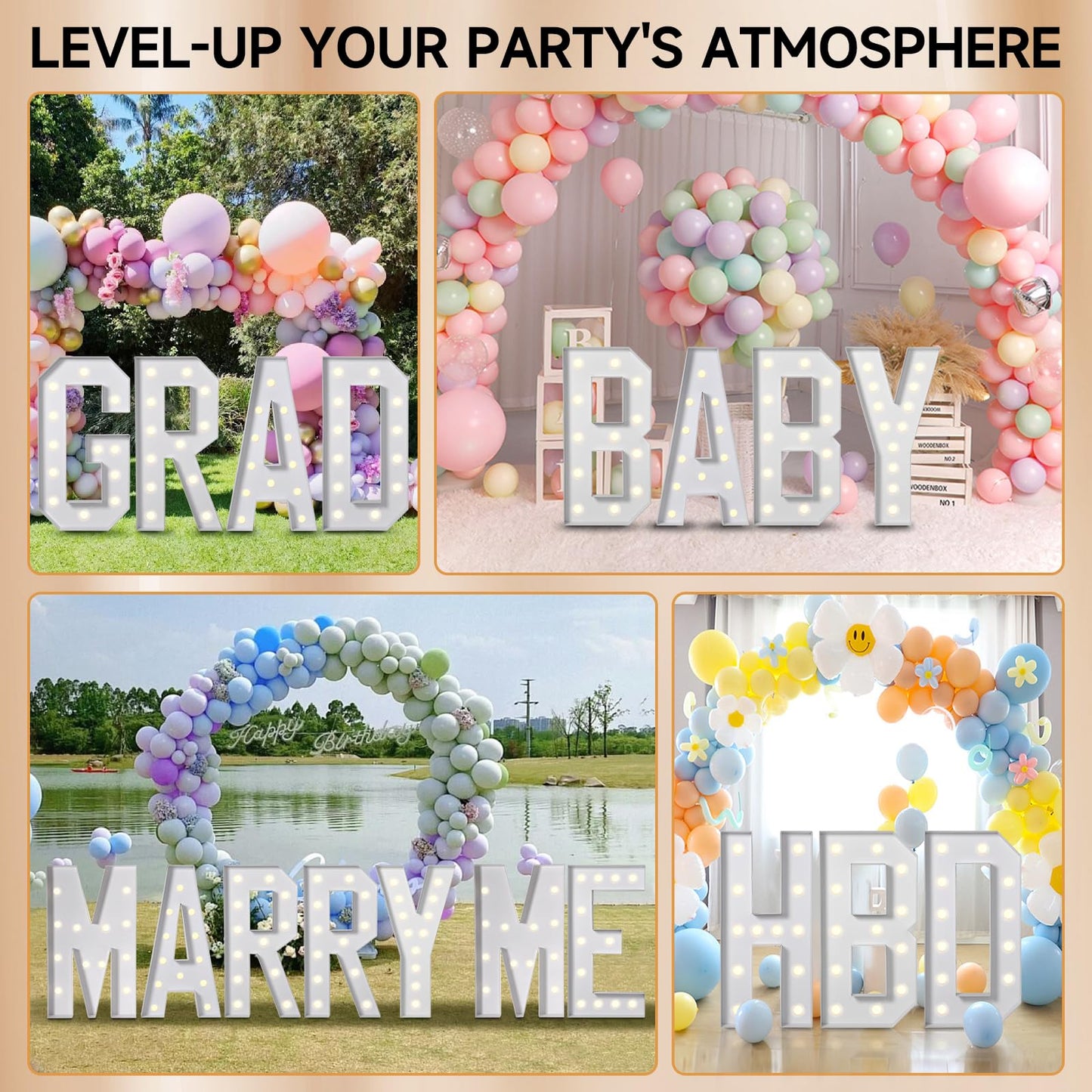 eufony Marquee Letters 4 Feet Tall, 4 FT Marquee Light Up Letters, Giant Light Up Letters 4FT for Birthday Party Baby Shower Gender Reveal Graduation Decorations, Letter A with LED Lights DIY Kit