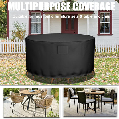 600D 50''D 28''H Falflor Round Patio Table & Chair Cover - Oxford, Waterproof, Windproof, Anti-UV - x