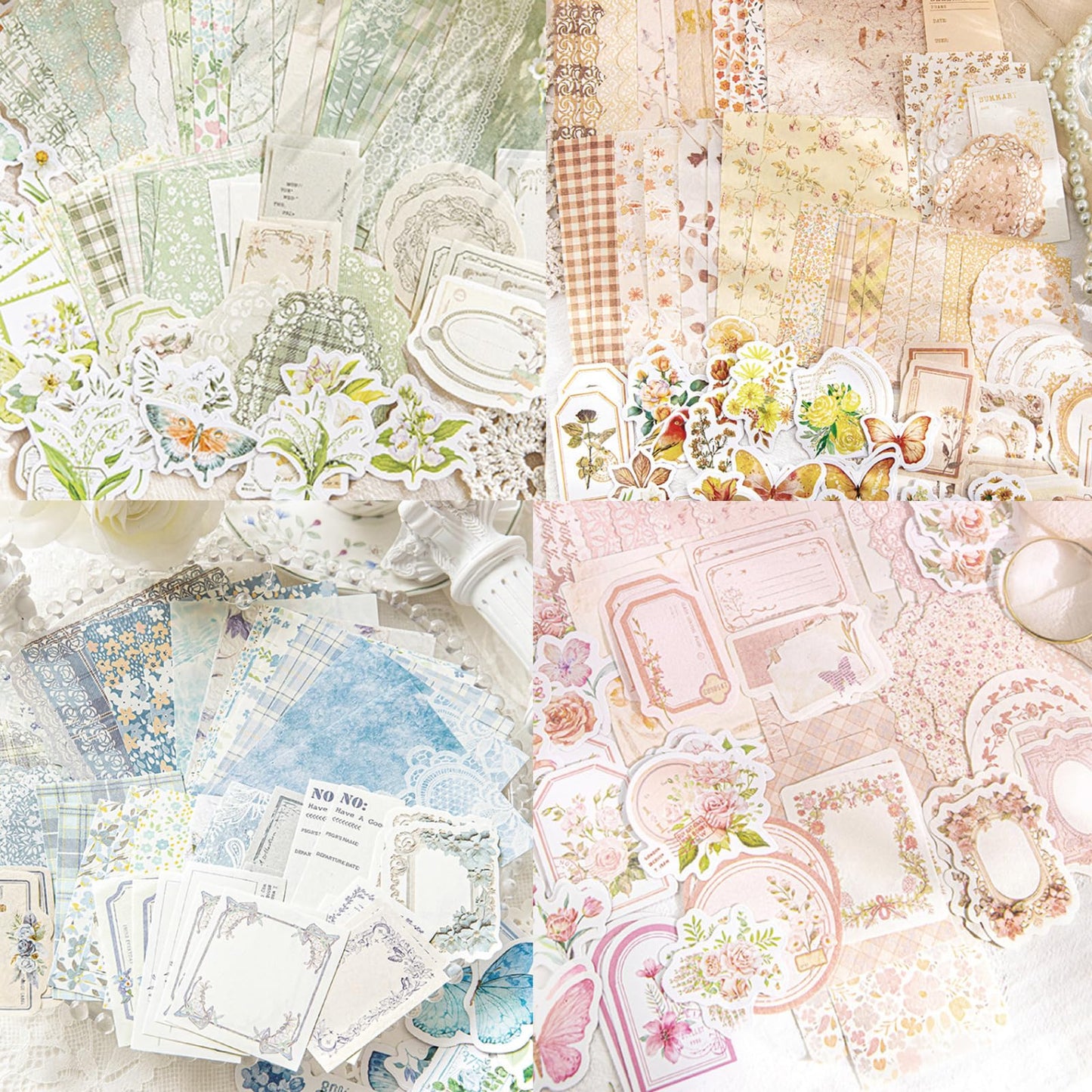 Wmhanler 400 Sheets Scrapbook Papers Journaling Stickers Scrapbooking Supplies Kit Junk Journal Supplies Decorative Craft Stickers for Planner, Bullet Journal Collage Card Embellishment Retro Crafts