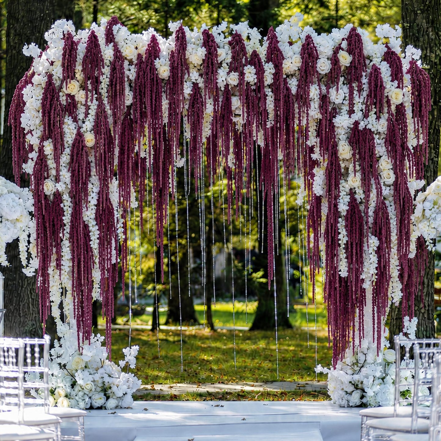 Suncalla 12 Pcs Dark Purple Spring Natural Dried Amaranthus Hanging Flowers Amaranthus Artificial Flowers for Wedding Arch Bouquet Floral Garland Wall Home Decoration (23 Inch)