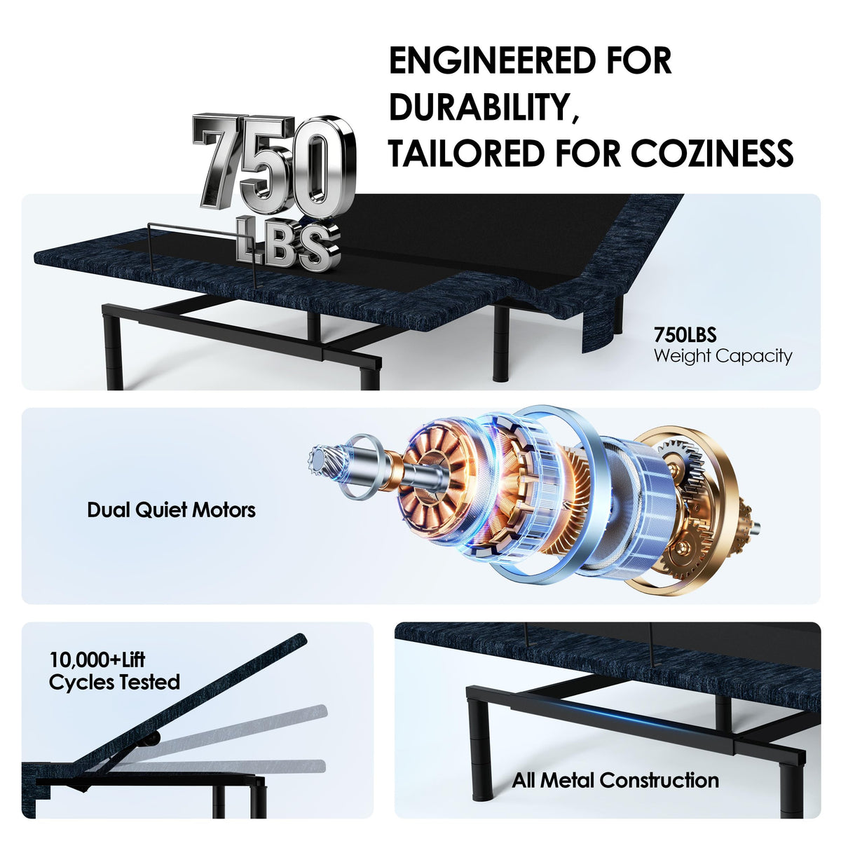 Zhumeiling Patented Design Smart Adjustable Bed Frame, Twin XL Adjustable Base with Quiet Motor, Zero Gravity & Anti-Snore, Easy Assembly, Heavy-Duty Metal Support, Suitable for Bedroom & Elderly Use