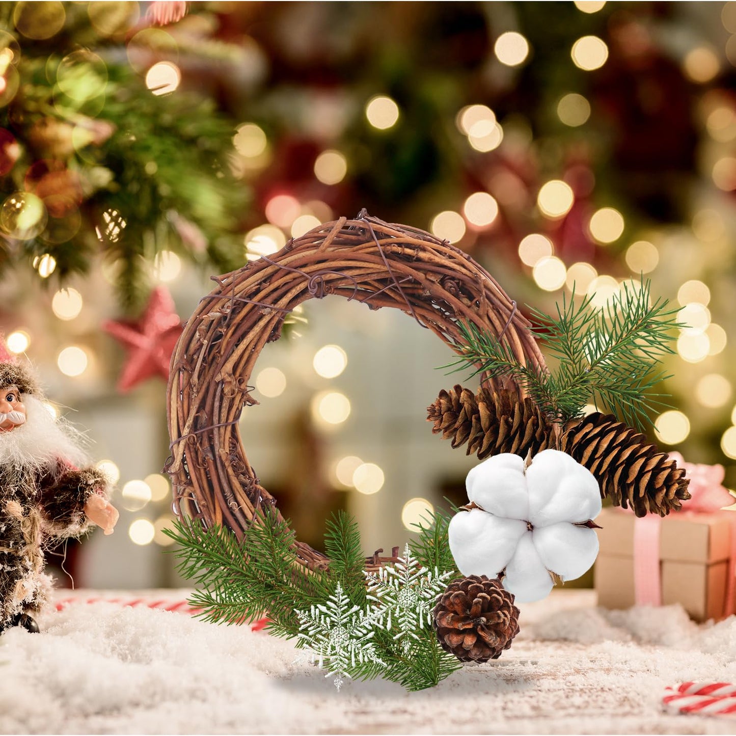 KUKLIPJIM 25 Pieces 4.72 Inch Natural Grapevine Wreath, Small Grapevine Wreaths, Vine Branch Wreath, for Christmas, Weddings, DIY Crafts, Parties and Festive Holiday Ornaments