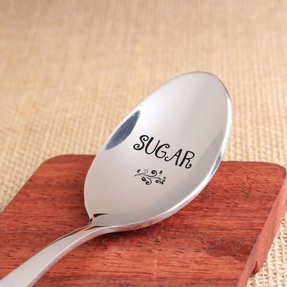 Gift for Best Friend | 7 Inch Sugar Engraved Stainless Steel Spoon for BFF, Valentine's, Wedding, Christmas