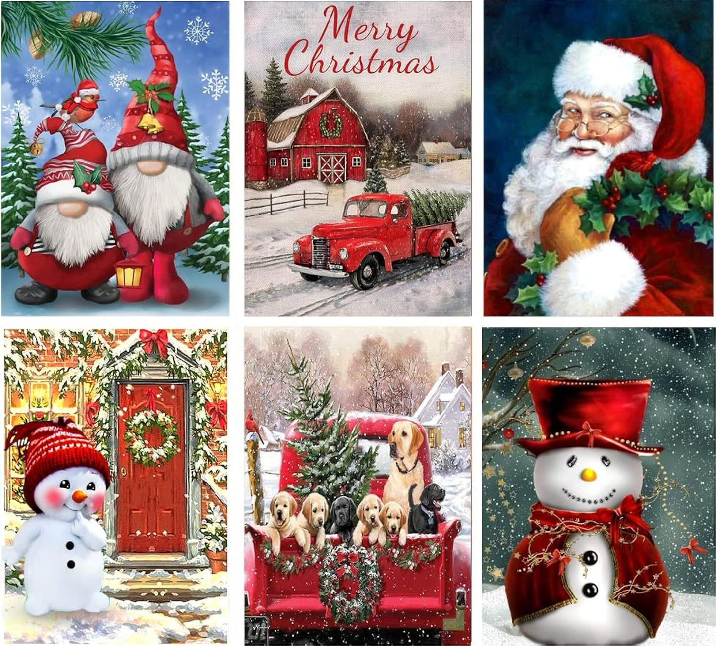 PJOESL 6 Pack Christmas Diamond Painting Kits for Adults - Diamond Art DIY 5D Full Round Drill Crystal Rhinestone Arts and Crafts - Gem Art Paint with Diamond Dots Home Wall Decor 11.8x15.7 in