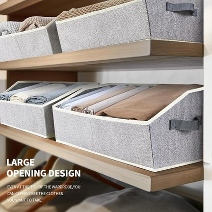 Homsorout Trapezoid Closet Shelf Organizer - Large Fabric Storage Baskets | 3-Pack Light Gray for Clothes & Books