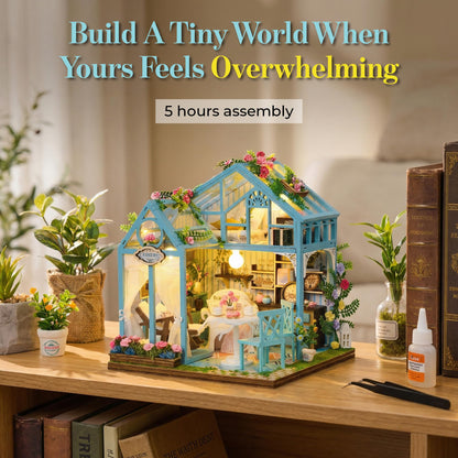 Book Nook Kit - DIY Miniature House Kit for Adults, Teens and Beginners, Booknook Library Tiny House Bookshelf Decor 3D Wooden Puzzle, Gifts for Family, Friends (Floral Reverie)