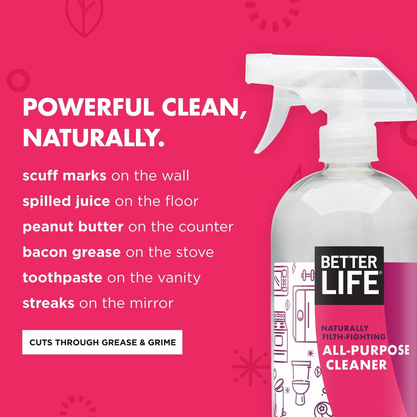 Better Life All Purpose Cleaner - Multipurpose Home and Kitchen Cleaning Spray for Glass, Countertops, Appliances, Upholstery & More - Multi-surface Spray Cleaner - 32oz (Pack of 2) Unscented