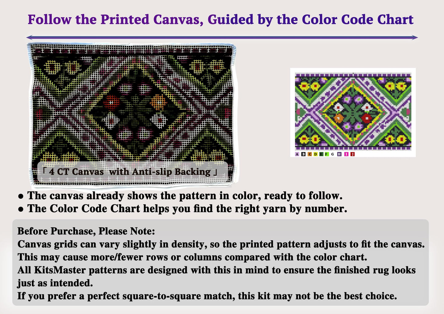 KitsMaster Vintage Garden Latch Hook Rug Kit, Floral DIY Rug Making Kit, Complete Craft Kit with Printed Canvas & Instructions, 23.6''x15.8'' (Floral Diamond)