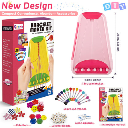 Friendship Bracelet Making Kit for Girls Ages 8-12, Kids Jewelry Making Kit with 28 Pre-Cut Threads and Letter Beads, Arts and Crafts for Kids, Birthday Easter Gifts for 6 7 8 9 10 11 12 Year Old