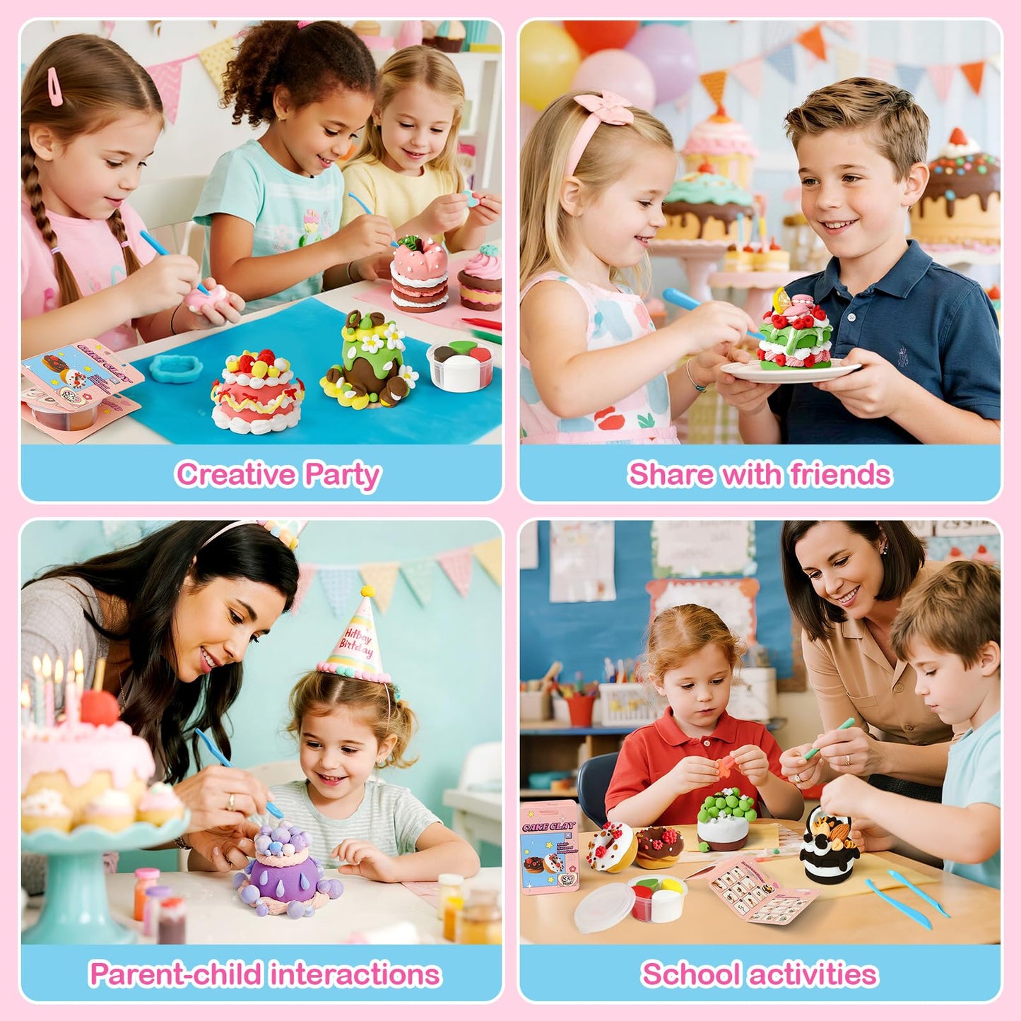 Air Dry Clay for Kids Modeling Clay Kit, 12 Box Model Magic Arts and Crafts for Kids with Tools & Tutorial, Non-Sticky, 4-12+ Years Girls Christmas Birthday Gift, Dessert Party Favors Classroom Prize