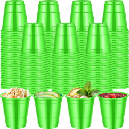 cssopenss 120 Pcs 2 oz Green Shot Cups Green Plastic Shot Glasses st. patrick's day Shot Glasses Disposable for Drinking Tastings Served Snacks Jello Tastings and Samples