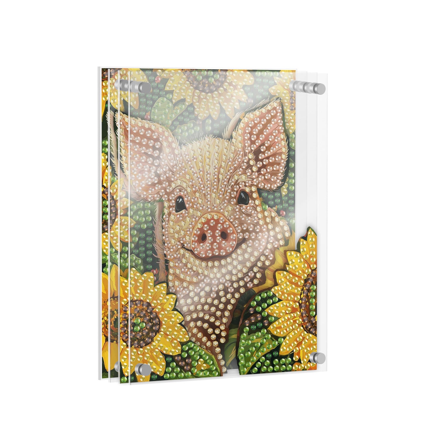 SKRYUIE DIY Acrylayers Diamond Art Kits for Adults, Pig Multi-Layer Acrylic Diamond Painting Kits, 4-Layered Magnetic Stand-Up Tabletop Decor, Unique Multi-Dimensional Craft Gift 4x6 Inch A11