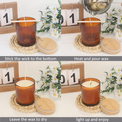 MILIVIXAY 12 Pack 10 OZ Amber Thick Glass Candle Jars with Lids - Bulk Empty Candle Jar for Making Candles - Spice, Powder Containers.