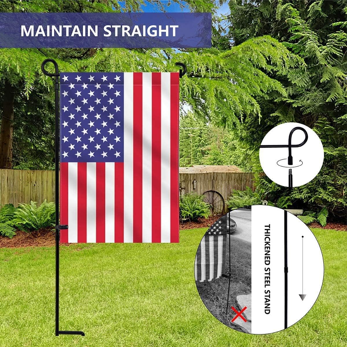 YEAHOME 2PC Garden Flag Holder Stand, Premium Weather-Proof Metal Flagpole for Outdoor Garden Decor