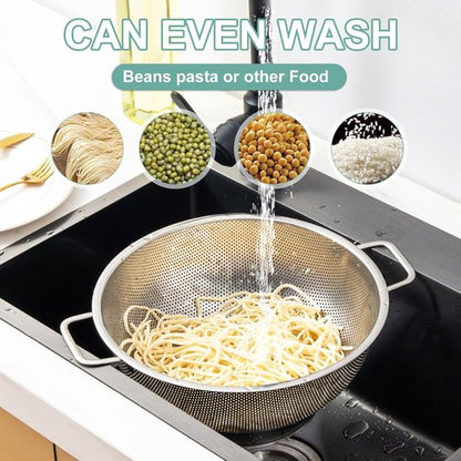 Kaishun Stainless Steel Colander - 3-Quart Kitchen Strainer for Pasta, Fruits & Vegetables | Dishwasher Safe