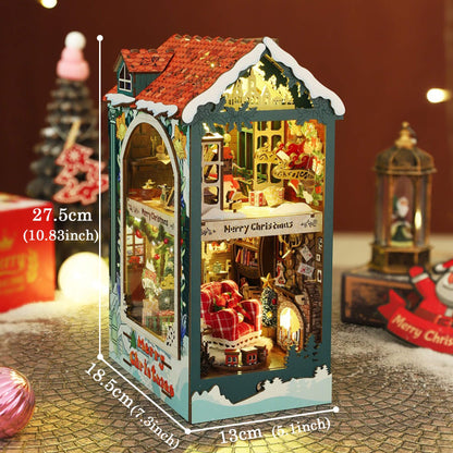 fifijoy Christmas Book Nook Kit - DIY Miniature House Dollhouse Kit for Adults and Teens, Booknook Bookshelf Insert Christmas Decorations, Gifts for Family and Friends (Merry Christmas)
