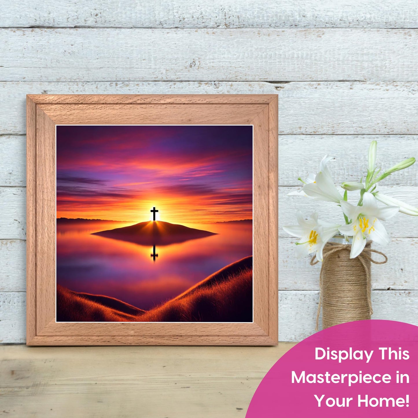 Modern Merch Jesus Diamond Art for Adults Sunset Cross Christian 5D Diamond Painting Kit for Adults Landscape, DIY Jesus Wall Art Cross Stitch Kits Gem Art, Round Drill 12x16 Religious Gifts for Women