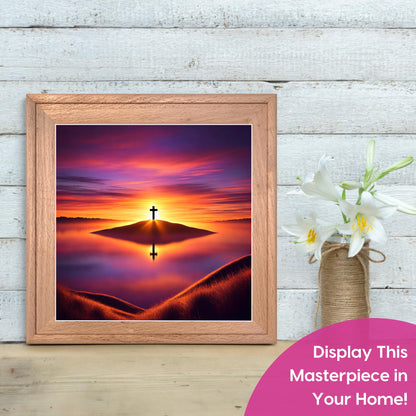 Modern Merch Jesus Diamond Art for Adults Sunset Cross Christian 5D Diamond Painting Kit for Adults Landscape, DIY Jesus Wall Art Cross Stitch Kits Gem Art, Round Drill 12x16 Religious Gifts for Women