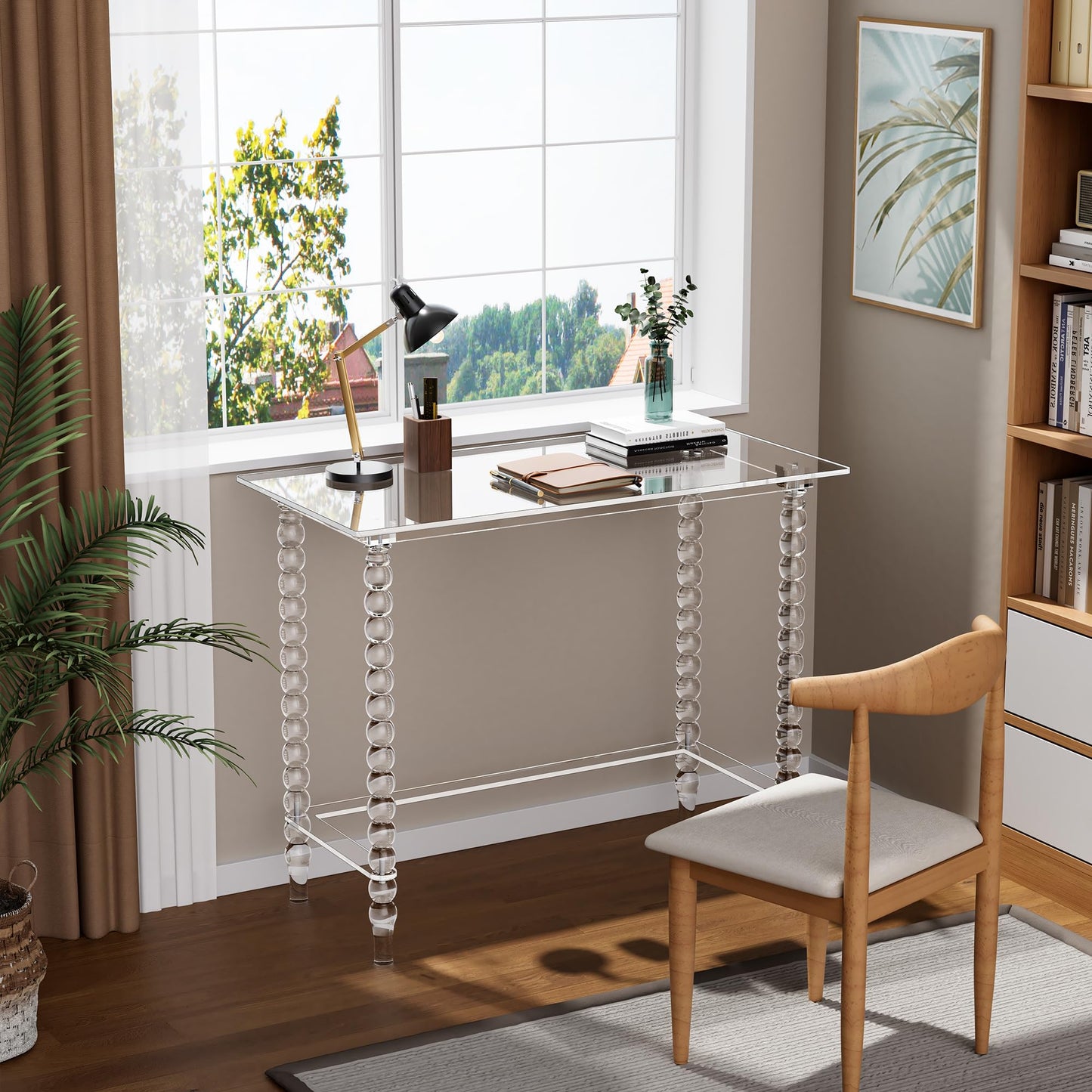 Dewrhiixe Acrylic Desk Computer Laptop Table, Writing Desk Console Entrance Table for Home Office Study Desk (Clear, 39.4“W×19.7”D×29.5“H)