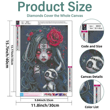 Aestalrcus 4 Pack Gothic Diamond Art Kits for Adults, Rose Crow Skull Diamond Painting Kits for Adults, 5D Full Drill Gem Art and Crafts for Gift Home Wall Decor 12x16 Inch