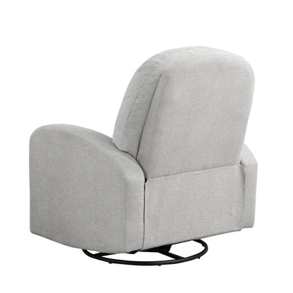 Relax-A-Lounger Palmdale 37.4" Swivel Rocker Manual Pull-Handle Recliner, Soft Modern, Pocket Coil Comfort, Black Metal Swivel Base Leg, Soft Chenille Fabric, Light Gray