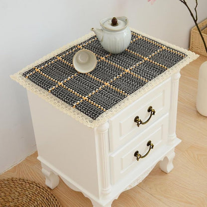 15.7x17.7 Tablecloth Nightstand End Tabletop Dust Cover Night Stand Table Linen - Dark Gray