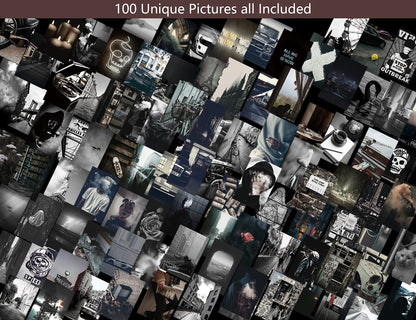 Photo Collage Kit Gloomy for Wall, 100 Pictures Black and White Aesthetic Posters for Wall Decor | Dark Academia Retro Decor for Bar
