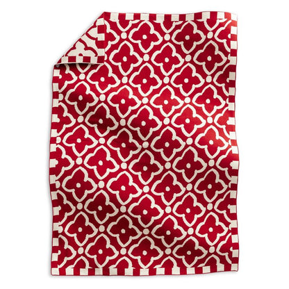 Vera Bradley Women's Cotton Double Knit Throw Blanket, Moorish Goji Berry Red, 70 X 50
