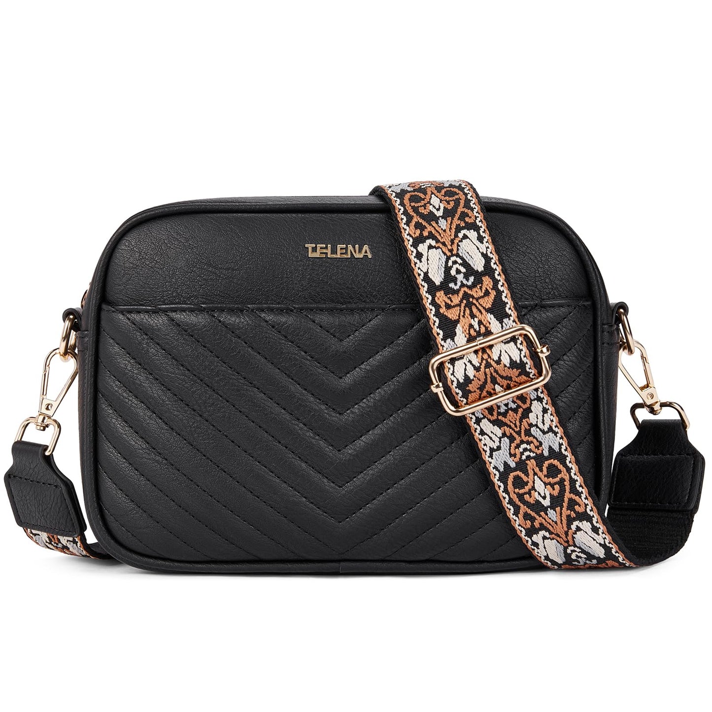 Telena Small Crossbody Bags For Women Vegan Leather Crossbody Purse With Adjustable Wide Strap For Daily Life