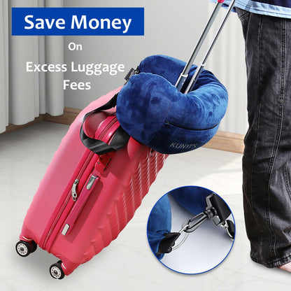 Kunyi's Travel Pillow You Stuff with Clothes As Carry-On Luggage Fits 5 Days of Travel Essentials Transformable Multifunctional Luggage Neck Pillowcase Soft Plush Stuff-able
