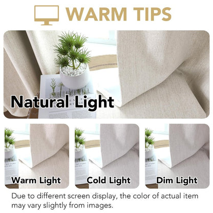 H.VERSAILTEX Pinch Pleated Full Blackout Curtains Linen Blended Chenille Blackout Curtains 84 inch Length 2 Panels Bedroom Thermal Insulated Farmhouse Neutral Track Drapes with Hooks, Heather Natural