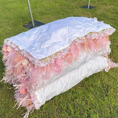 UYCVT Multiple Gradient Roses Artificial Flower Wall Backdrop Panels, Handmade Romantic Large Wedding Backdrop 3D Floral Wall Fabric Flower Wall for Party Baby Shower-300 * 300cm/10 * 10FT