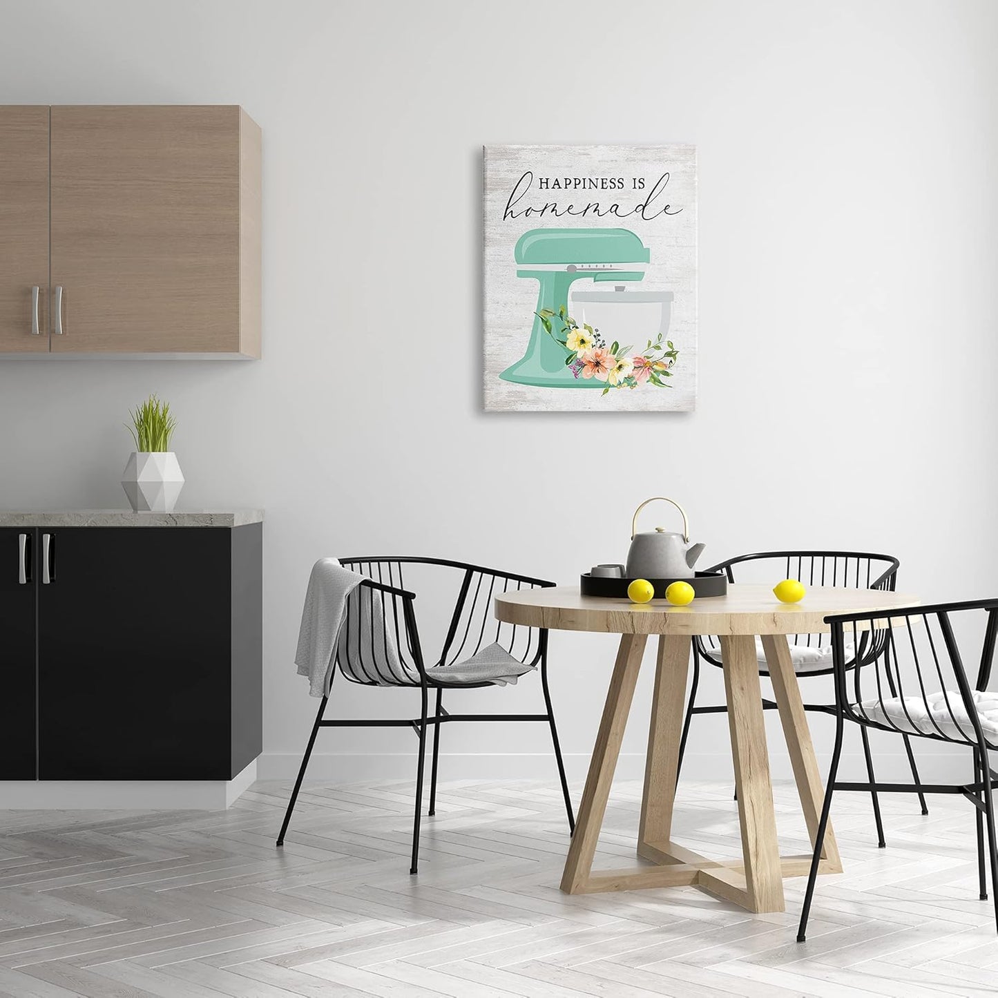 Stupell Industries Happiness is Homemade Phrase Floral Kitchen Stand Mixer Canvas Wall Art, 24 x 30, Multi-Color