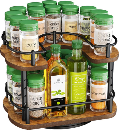 11 inches, 10.5 inches Spice Rack Organization for Cabinet - Height Adjustable Rotating Lazy Susan Organizer, Spice