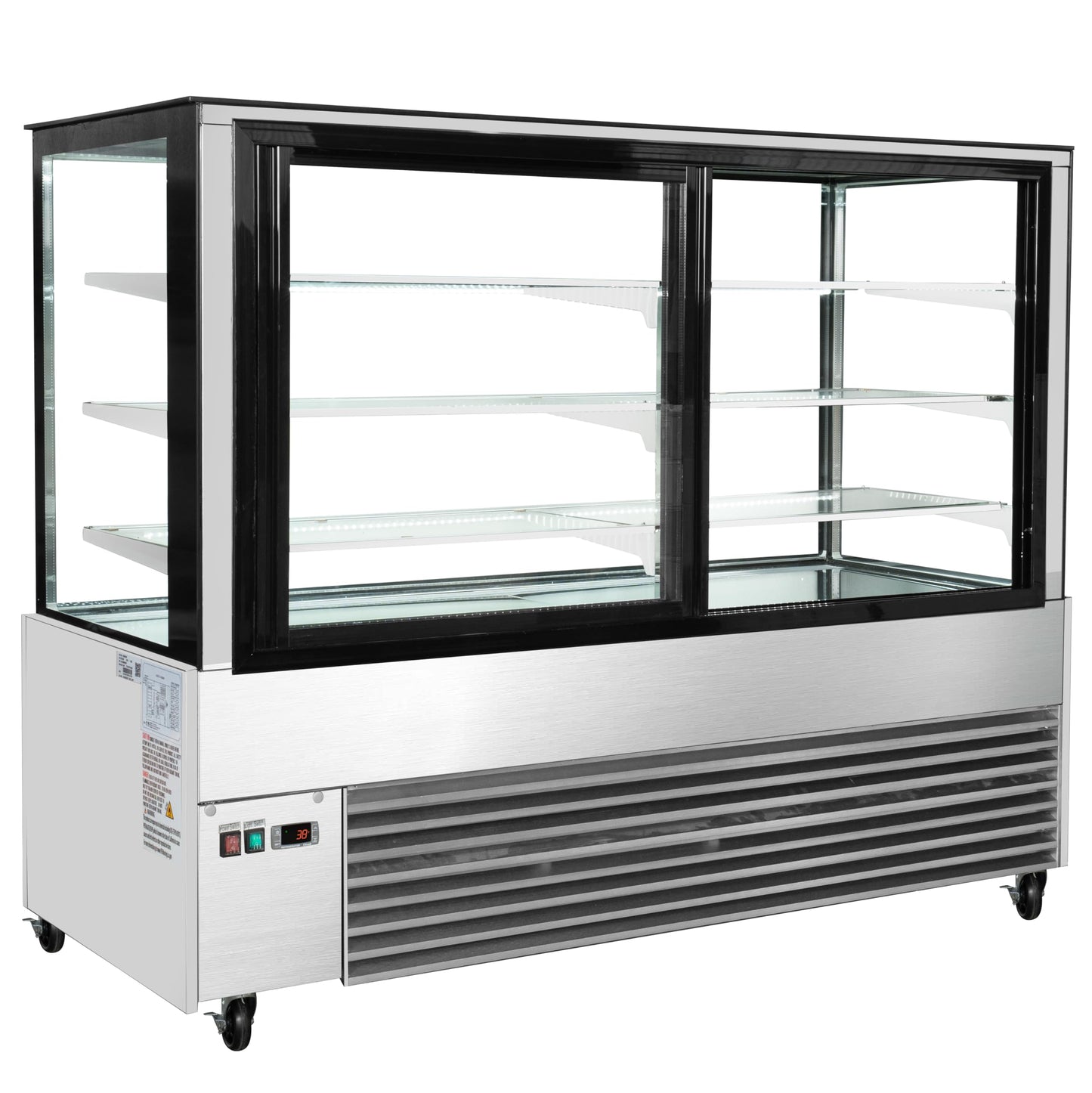 KoolMore Refrigerated Bakery Display Case for Cakes, Pies, and Pastries, 71” Stainless Steel Frame, Glass Front, Multi-Tiered Shelving Rack and LED Lighting- 30 cu.ft (RBD30C)