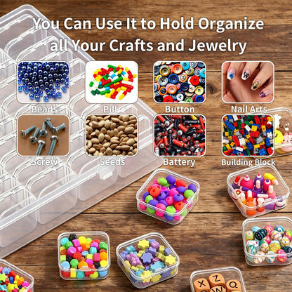 VANSUNS Bead Organizer Box, 61pcs Clear Plastic Storage Containers Set, Large Capacity Small Bead Organizers and Storage Cases with Labels, for Jewelry, Crafts, Diamonds Storage