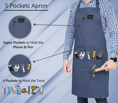 RUVANTI Aprons for Men, Women with Pockets Cotton Enrich Durable Large XXL size for Kitchen, Workshop, BBQ, Chef Apron