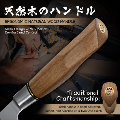 Purple Dragon Kitchen Utility Knife 5.1 Inch, Vg10 Steel Ultra Sharp Blade, Small Kitchen Fruit Paring Knife with Ergonomic Wooden Handle Christmas Gift for Men and Women