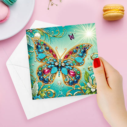 pigpigboss 6 Packs Butterfly Diamond Painting Greeting Cards, Flower Butterfly Diamond Art Birthday Card Kit, Sunrise Landscape Diamond Dots Greeting Cards Arts Crafts for Adult Holiday Blessing