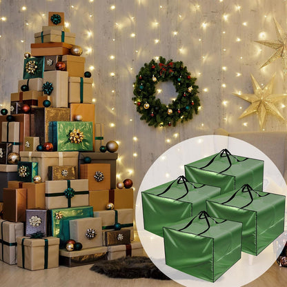 Patelai 4 Pcs Waterproof Outdoor Storage Bags - 105 Gallon Cushion Covers for Camping & Moving | 32 x 32 x 24'' (Green)