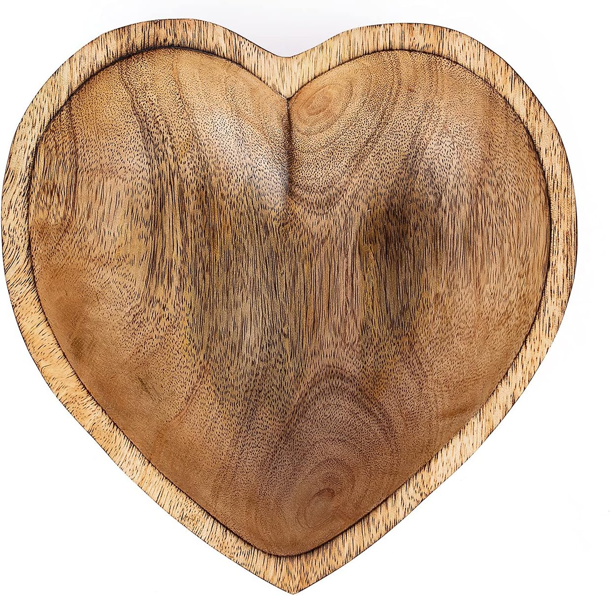 WitnyStore 8" Heart Shaped Wood Bowl, Brown, Handcrafted Wooden Serving Tray, Functional Decorative Tableware for